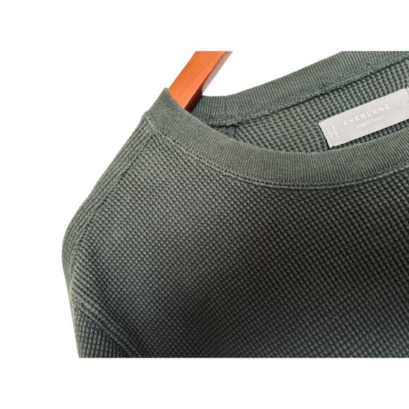 EVERLANE Waffle-Knit Sweater Organic Cotton Crewneck Long Sleeve Green Size XLar - Picture 7 of 7